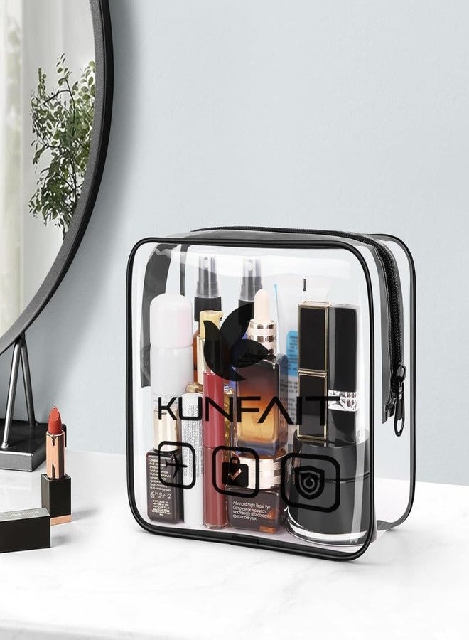 KUNFAIT Transparent PVC Makeup Pouch Travel Organizer Zipper Cosmetic Toiletry Bag for Men & Women Set of (3) - Image 5